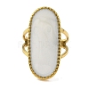 Oval 304 Stainless Steel Enamel Open Cuff Rings for Women RJEW-F166-25G-02-2