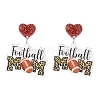 1Pair Leopard Print Heart Mother Sports Acrylic Dangle Stud Earrings EJEW-FS0001-22A-1
