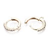 Brass Micro Clear Cubic Zirconia Huggie Hoop Earring Findings KK-T056-30G-NF-3