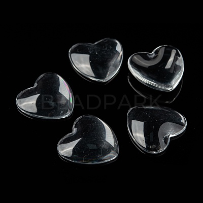 Transparent Glass Heart Cabochons GGLA-R021-25mm-1