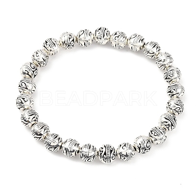 Alloy Round Beaded Stretch Bracelets for Women BJEW-JB12569-01-1