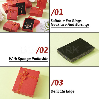Rectangle Paper Jewelry Set Storage Boxes with Bowknot X1-CON-TAC0014-04D-1