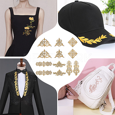 12Pcs 6 Styles Polyester Computerized Embroidery Iron on/Sew on Patches PATC-NB0001-18-1