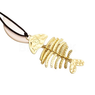 Bohemian Style Zinc Alloy Pendant Black Waxed Cord Necklaces for Women FS-WG15105-05-1
