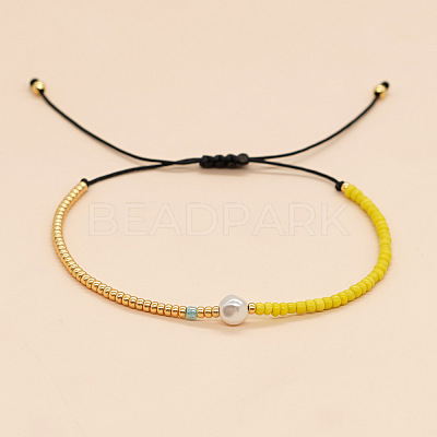 Adjustable Glass Seed Beads Braided Bead Bracelets for Women UG7337-2-1