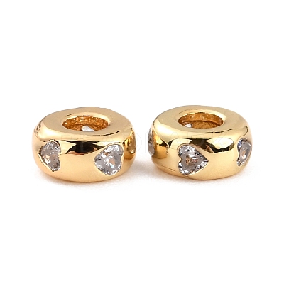 Brass Micro Pave Clear Cubic Zirconia Beads ZIRC-P091-01B-G-RS-1