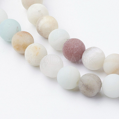 Natural Flower Amazonite Bead Strands G-G735-61F-6mm-1