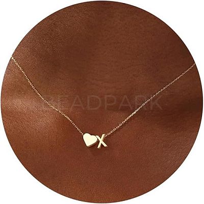 Simple Style Adjustable 316L Surgical Stainless Steel Heart and Initial Pendant Necklaces for Women WG95AEF-24-1