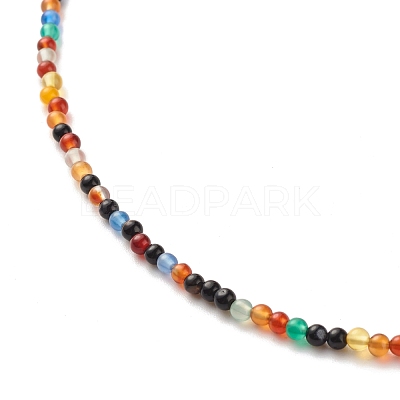 Natural Agate Beaded Necklaces for Women NJEW-JN03789-01-1