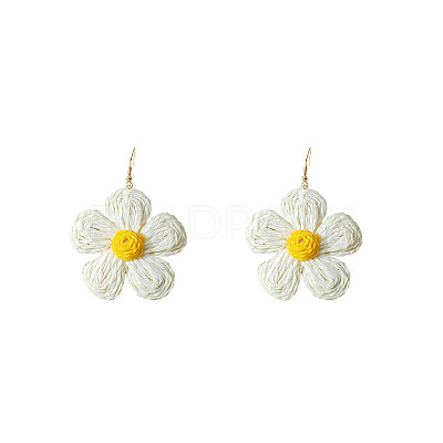 Flower Alloy Raffia Flower Dangle Earrings FS-WG89508-06-1