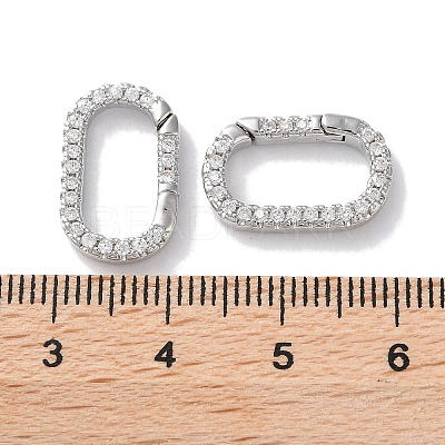Rack Plated Brass Micro Pave Cubic Zirconia Clasps KK-Z039-06C-P-1