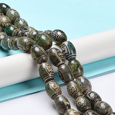 Tibetan Style dZi Beads Strands TDZI-E005-01N-1