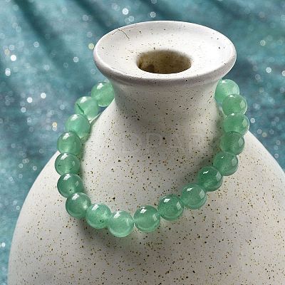 Natural Green Aventurine Round Bead Stretch Bracelets BJEW-L593-A07-1