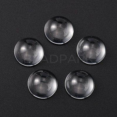 Transparent Half Round Glass Cabochons GGLA-R027-12mm-1