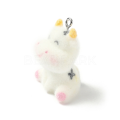 Flocky Opaque Resin Pendants FIND-A058-02C-1