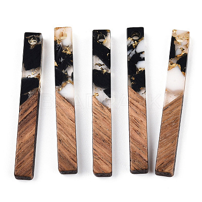 Transparent Resin & Walnut Wood Pendants RESI-N039-24H-1
