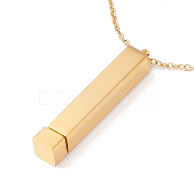 Ion Plating(IP) 304 Stainless Steel Rectangle Bar Pendant Necklace NJEW-P262-18-1