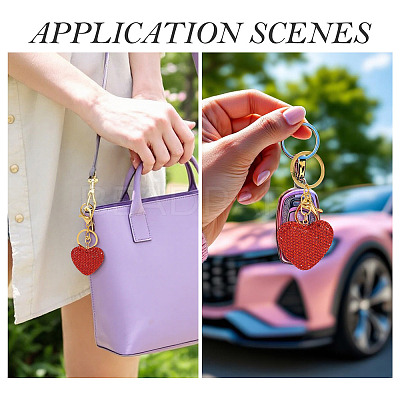 Handmade Polymer Clay Rhinestone Heart Keychains KEYC-TAC00068-01-1