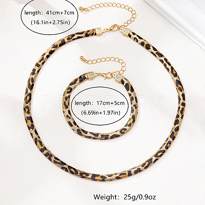 Alloy Leopard Print Snake Chain Necklaces & Bracelets Sets FS-WGE503A-01-1