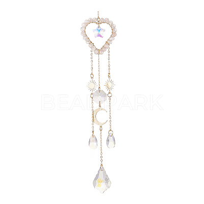 Glass Teardrop & Star Window Hanging Suncatchers HJEW-JM00905-01-1