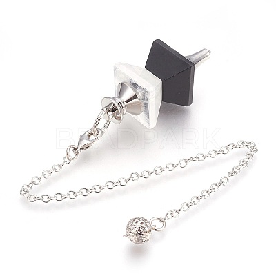 Natural Dyed & Heated Black Agate Dowsing Pendulums KK-F756-09K-1