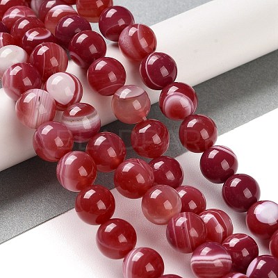 Natural Striped Agate/Banded Agate Beads Strands G-Z060-A01-C15-1