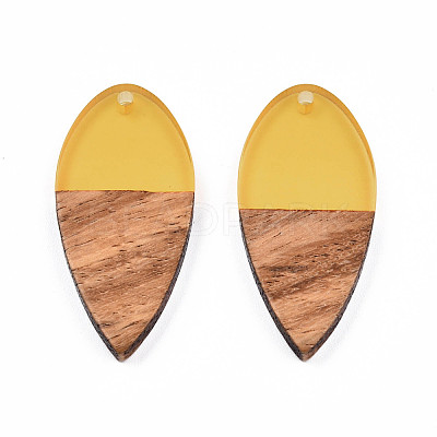 Transparent Resin & Walnut Wood Pendants RESI-N025-031-C08-1