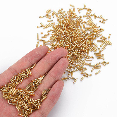 Plated Glass Bugle Beads SEED-S046-01B-22B-1