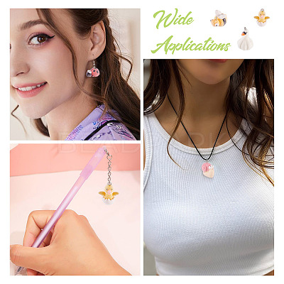 16Pcs 8 Styles Flocking Resin Pendants RESI-TA0004-16-1