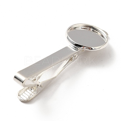Brass Tie Bar Clips Tie Pins with Blank Cabochon Settings KK-A159-01S-1