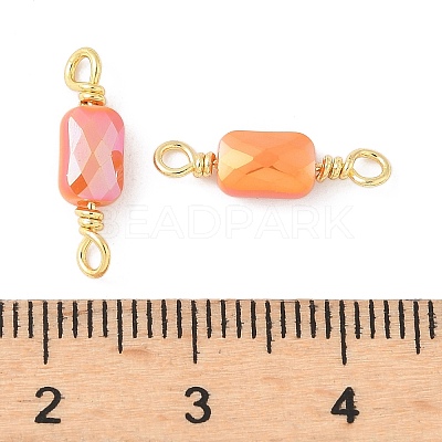 Electroplate Glass Faceted Rectangle Connector Charms KK-C097-05G-02-1