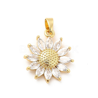 Brass Micro Pave Clear Cubic Zirconia Pendants X-KK-I695-022G-1