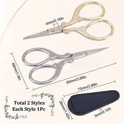 2Pcs Stainless Steel Sewing Scissors TOOL-SC0001-26-1