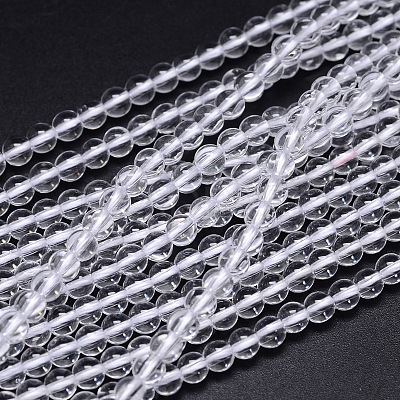 Round Natural Grade A Quartz Crystal Beads Strands X-G-H1648-4mm-01N-A-1