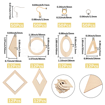 DIY Wooden Dangle Earring Making Kits DIY-SP0005-02-1