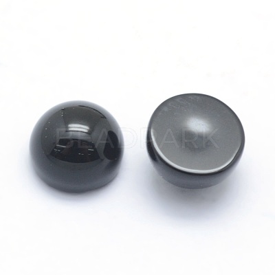 Natural Dyed & Heated Black Agate Cabochons G-P393-R02-6mm-1