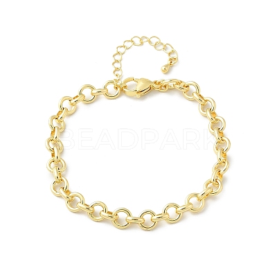 Brass Ring Link Chain Bracelets for Women Men X-BJEW-K273-09G-1