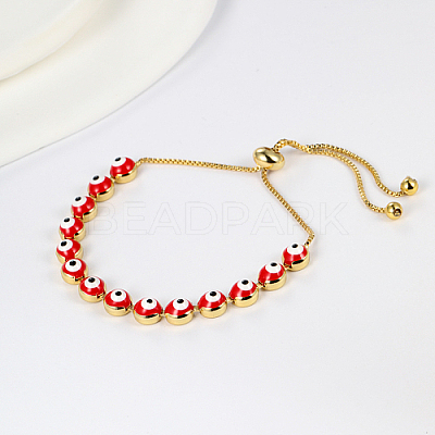 Brass Evil Eye Link Chains Slider Bracelet LU9837-1-1