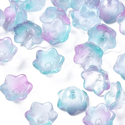 Transparent Two Tone Spray Painted Glass Beads GLAA-Q089-002B-002-1