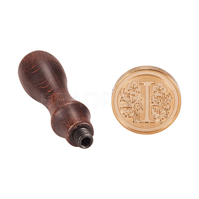 DIY Letter Scrapbook Brass Wax Seal Stamps and Wood Handle Sets AJEW-PH0010-I-1
