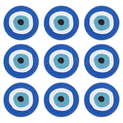 Evil Eye Pattern Cloth Computerized Embroidery Iron On/Sew On Patches LS-PATC-WH0011-14-1