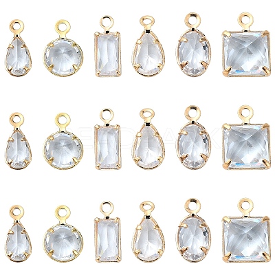 20Pcs Brass Cubic Zirconia Charms ZIRC-YW0001-12-1