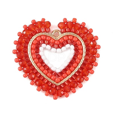 Glass Seed Beaded Pendants PALLOY-MZ01385-1