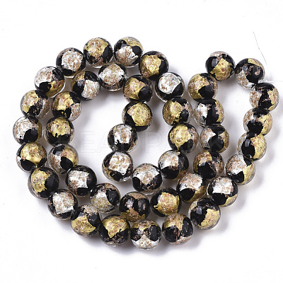 Handmade Gold Sand Lampwork Bead Strands FOIL-T003-01A-1