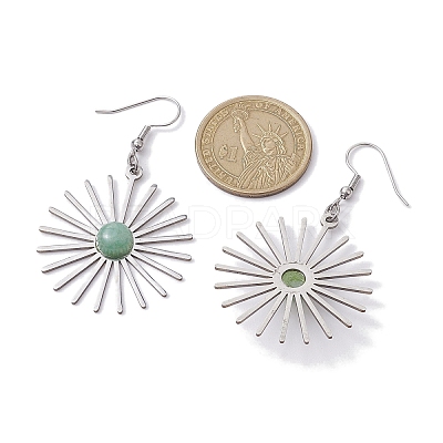 Star 201 Stainless Steel Natural Gemstone Dangle Earrings for Women EJEW-JE05835-1