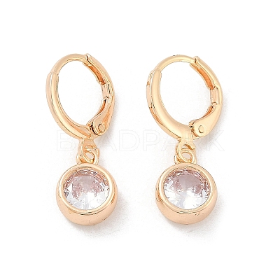 Brass Micro Pave Clear Cubic Zirconia Leverback Earrings EJEW-K300-05G-1