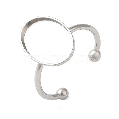 Non-Tarnish 304 Stainless Steel Open Cuff Ring Components X-STAS-I306-06B-P-1
