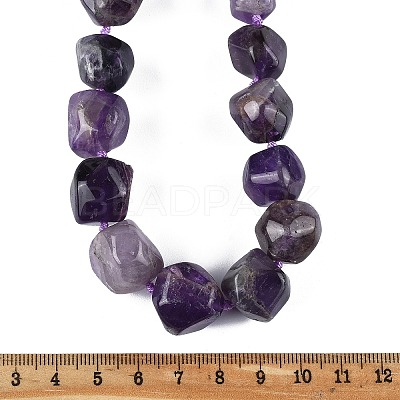 Natural Amethyst Nuggets Beaded Necklaces for Women Men NJEW-K388-01E-1