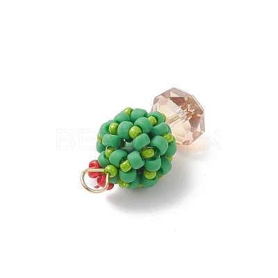 Glass Seed Beaded Cactus Pendants PALLOY-MZ00860-01-1