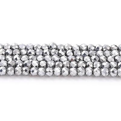 Electroplate Glass Beads Strands GLAA-H021-01B-FP08-1